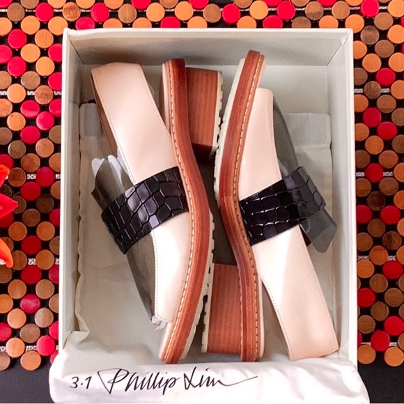 🏷️ NIB | 🇮🇹3.1 PHILLIP LIM Leather & Croc Peep-Toe Slingback, Sz 40 - Picture 12 of 12